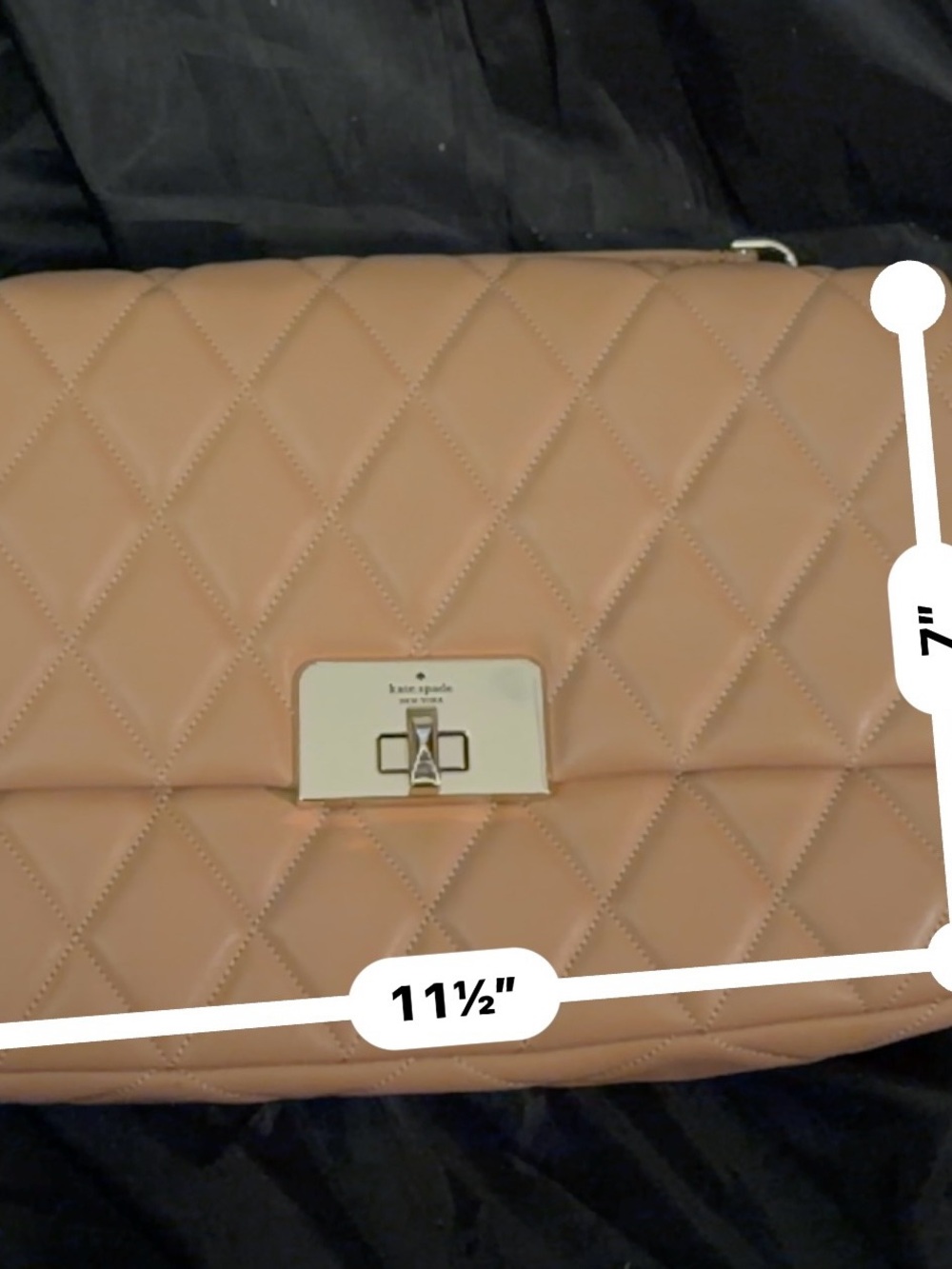 kate spade Quilted Leather Shoulder Bag in Beige Peach with Gold Hardware - Picture 7 of 10